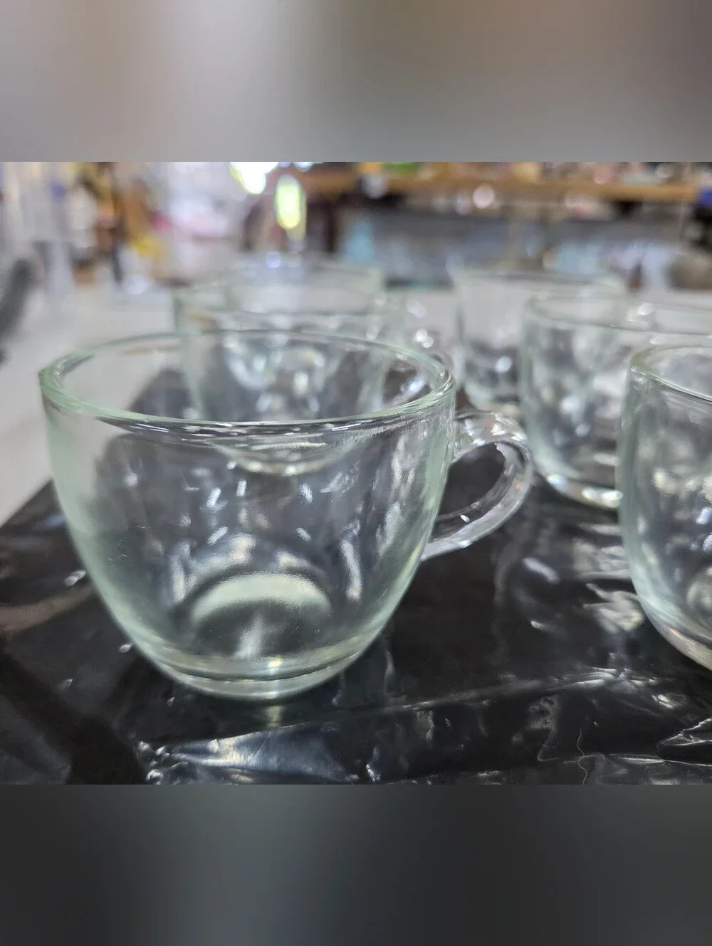 Vintage Clear Glass Punch Cups Coffee Mugs Set of 6
